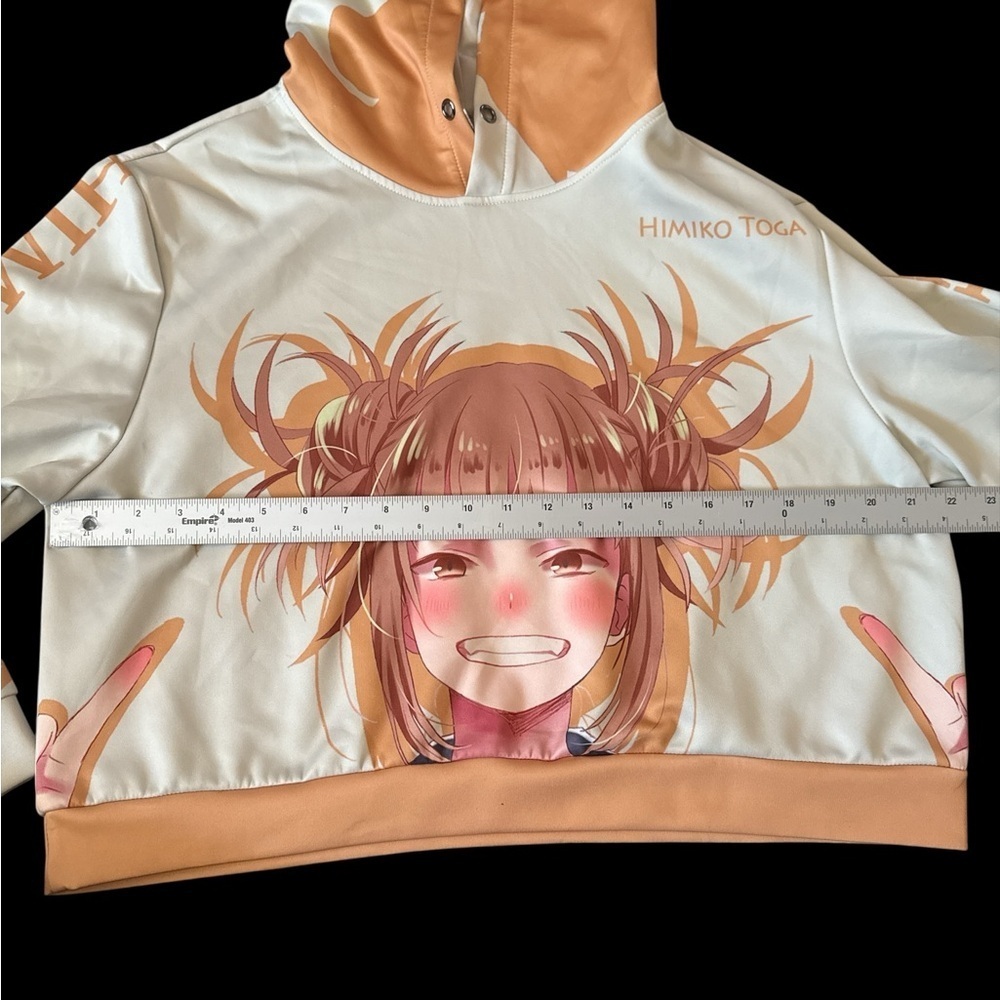 Anime Graphic Hoodie - Cream and Orange - Picture 4 of 6